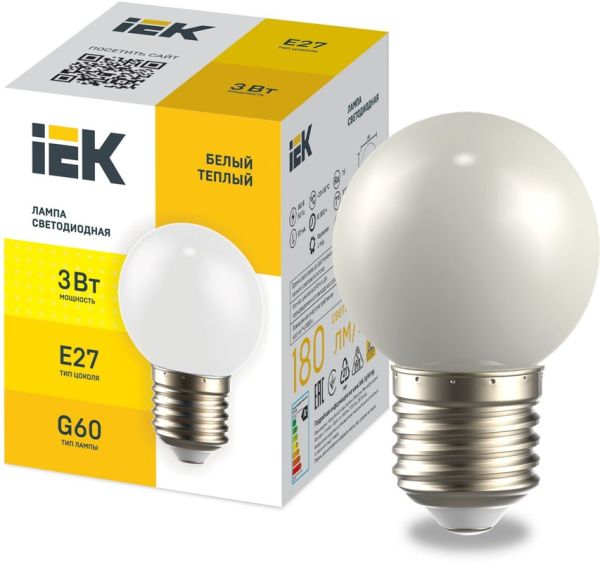 ����� ��� 3W 2700K E27 G60 LED IEK