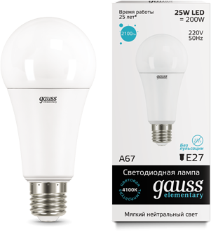 ����� ����� 25W 4100K E27 A67 LED Gauss Elementary 