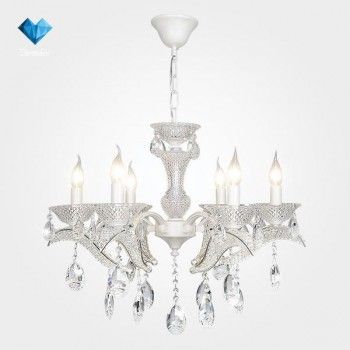 Люстра 10057/6 белый/прозрачный хрусталь Евросвет