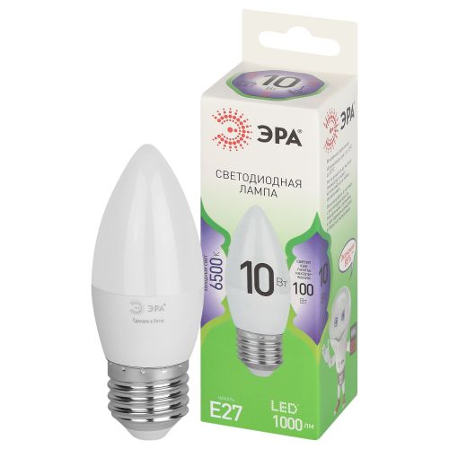 Лампа свеча 10W 6500K E27 LED GREEN LINE ЭРА