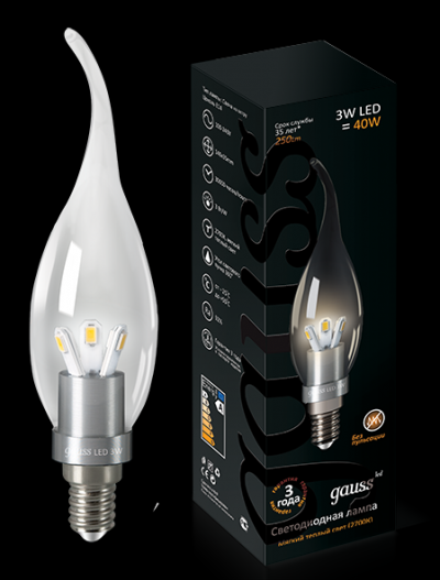 ����� ����� �� ����� 3W 2700K E27 Gauss �������� ����� LED