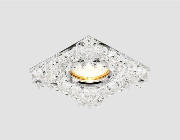 Светильник встраиваемый MR-16 К130 золото прозрачный хрусталь + 3W LED Ambrella