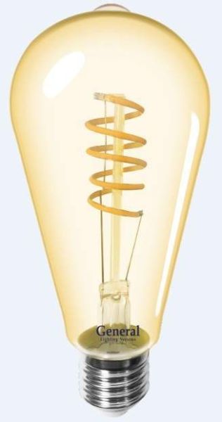 Лампа LOFT 7W 2700K E27 230V филамент золотая LED General