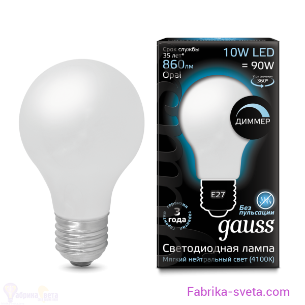 ����� ��� A60 10W 4100K E27 OPAL  ��� ����������� �������� LED Gauss