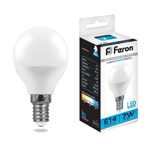 ����� ��� 7W 6400K E14 LB-95 LED Feron