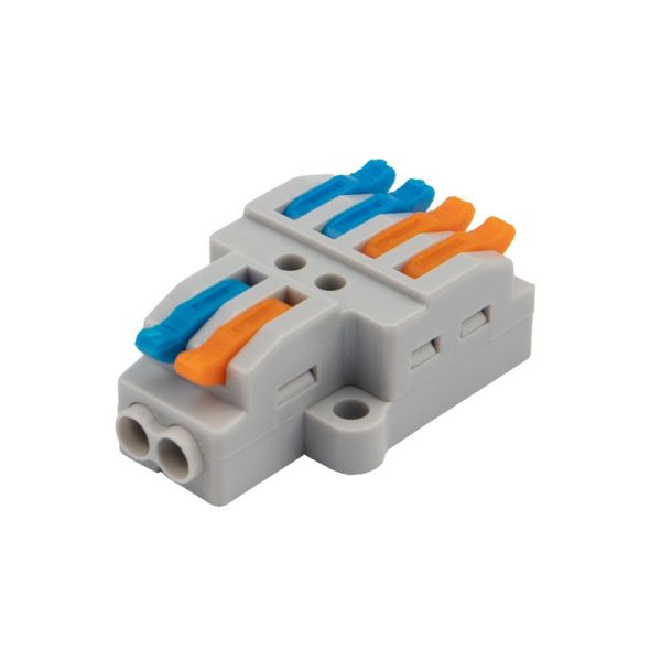 Клемма СМК 2x2 с рычажком разветвительная с монтажной площадкой REXANT