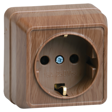 О/У Розетка с заземлением Дуб ОКТАВА IEK