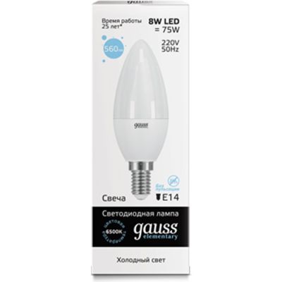 ����� ����� 8W 6500K E14 LED Gauss Elementary Candle 