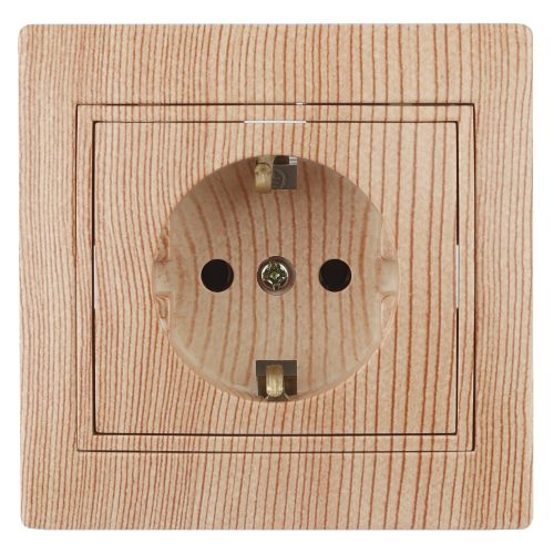 Розетка с заземления сосна Intro Plano 1-202-11