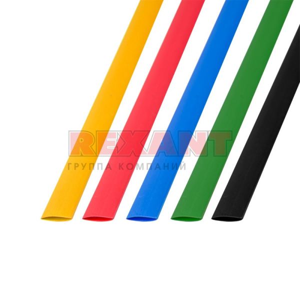 Трубка термоусадочная 10.0/5.0 1 м цветная REXANT