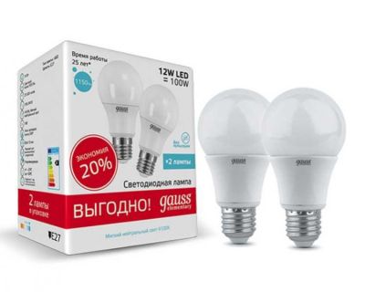 ����� ��� 12W 4100K E27 A60 Gauss LED (����� 2 ��.) 