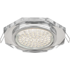 Светильник встраиваемый GX53 H4 8-угольник с прямыми гранями хром - хром (зеркальный) ECOLA