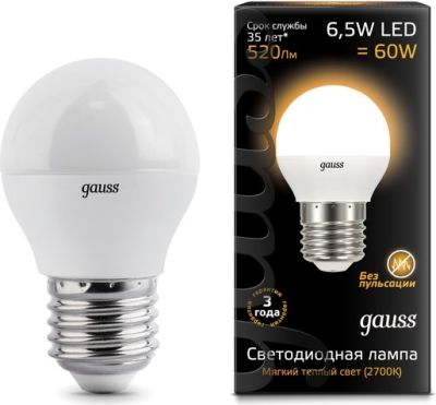����� ��� 6.5W 2700K E27 LED Gauss