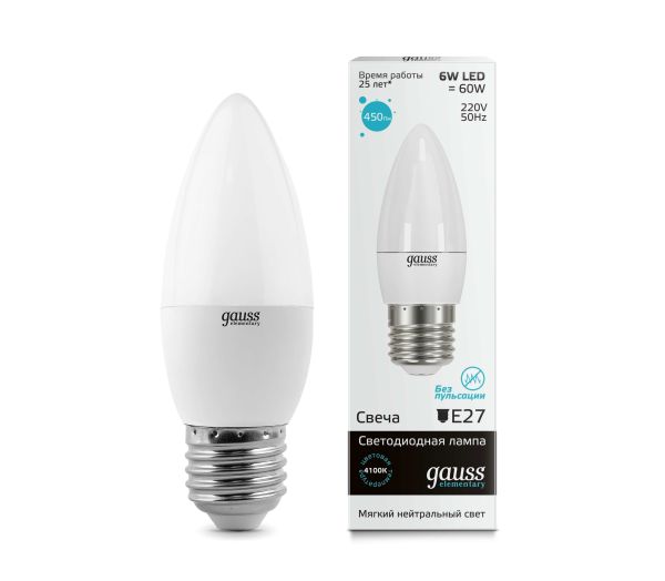 ����� ����� 6W 4100K E27 Gauss Elementary LED 