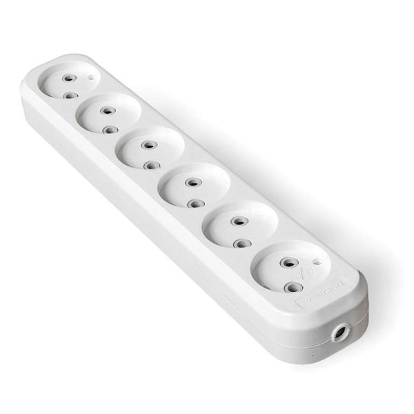 Колодка 6-постовая без заземления 16A белая Universal