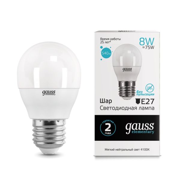 ����� ��� 8W 4100K E27 LED Gauss Elementary 