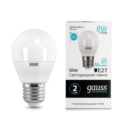 ����� ��� 8W 4100K E27 LED Gauss Elementary 