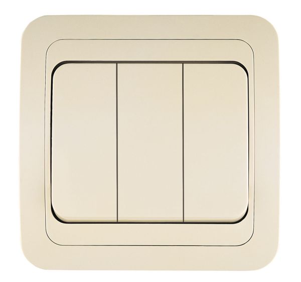 Выключатель 3-клавишный. Крем. Mimoza. Makel. 25091