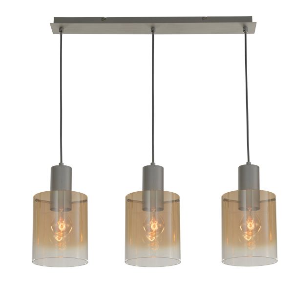 ��������� ���������� 7613-3PC BRUSHED SILVER+AMBER GLASS ����� �����