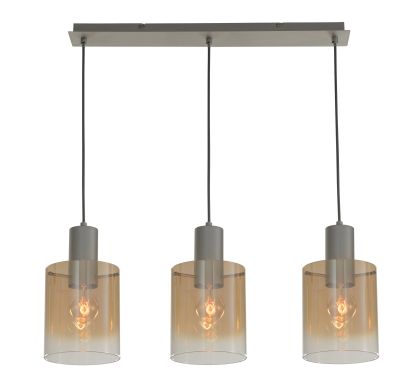 ��������� ���������� 7613-3PC BRUSHED SILVER+AMBER GLASS ����� �����