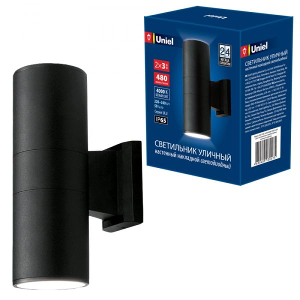 ���������� ������-�������� ��������� Ulu-s22b-2x3w/4000k ip65 black Uniel 