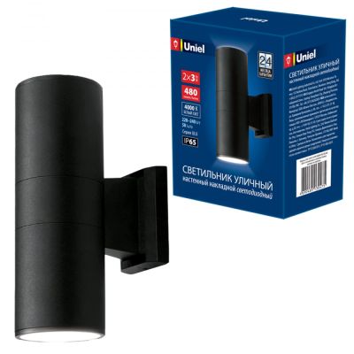 ���������� ������-�������� ��������� Ulu-s22b-2x3w/4000k ip65 black Uniel 