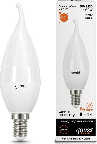 ����� ����� �� ����� 6W 2700K E14 LED Gauss Elementary